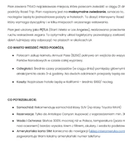 zachód USA plan podróży -przykładowa strona